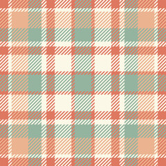 Rural tartan seamless textile, retro fabric texture plaid. Packaging pattern check vector background in old lace and red colors.