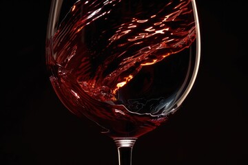 Captivating elegance a glass of red wine swirling in light showcasing its rich color and texture