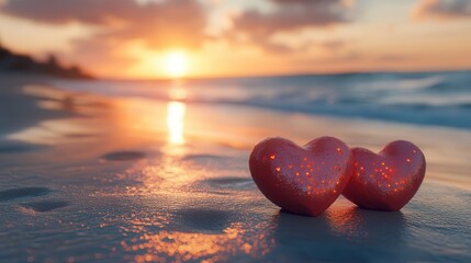 Fototapeta premium Valentine s Day picnic on the beach