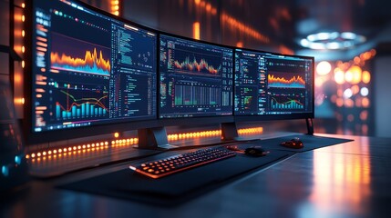 Stock Market Data Analysis on Triple Monitors