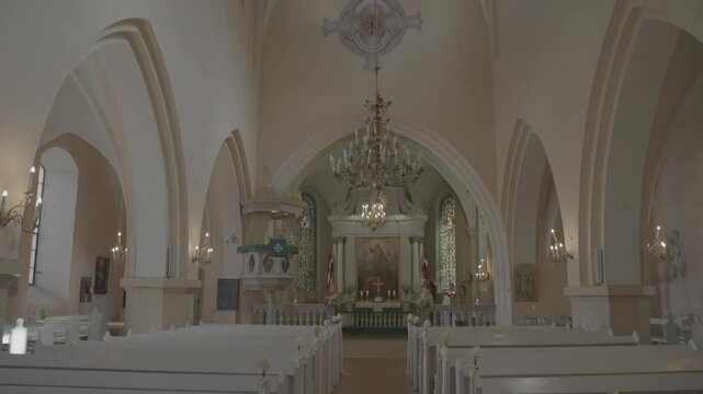 Valmiera, Latvia: ST. SIMONS CHURCH architecture interior religious god slowmotion FHD slog3 10bit