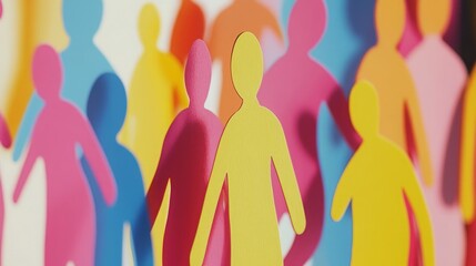 Colorful silhouettes, abstract shapes, vibrant figures, bright colorful hues, artistic patterns, visual display, modern art