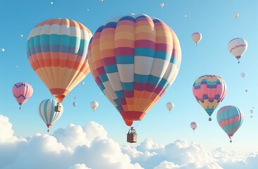 Obraz premium Many colorfull hot air balloons in the sky at blue sky with clouds background