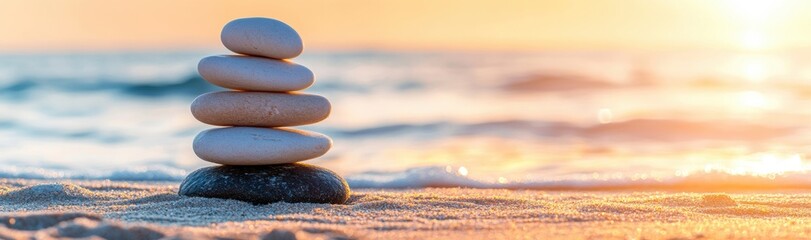 Zen Stones at Sunset.