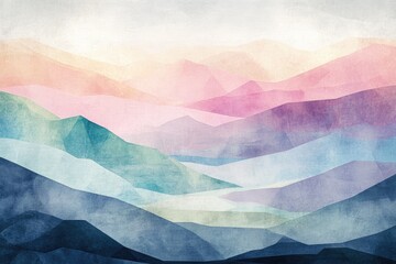 Obraz premium Digital abstract landscape with low poly mountain shapes and pastel tones