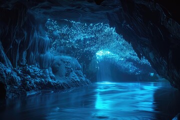 Exploring the mystical underwater cave illuminated by bioluminescent creatures a journey through nature's hidden wonders