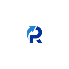 simple Letter R Arrow up Logo dynamic shape Design icon vector illustration