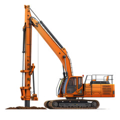 a pile driver, foundation machinery. Illustration, on transparent background png file