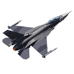 A supersonic jet fighter, aviation element, highly detailed illustration, dark grey, on transparent background cutout