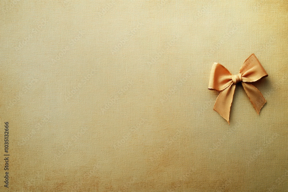 Poster A small gift box with a delicate bow is positioned in the corner of a solid light textured backdrop, ideal for festive celebrations. Generative AI
