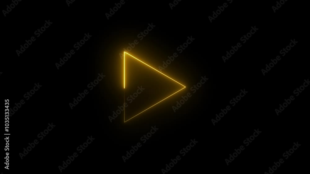 Poster animation of neon play button icon on 4k animated seamless loop template