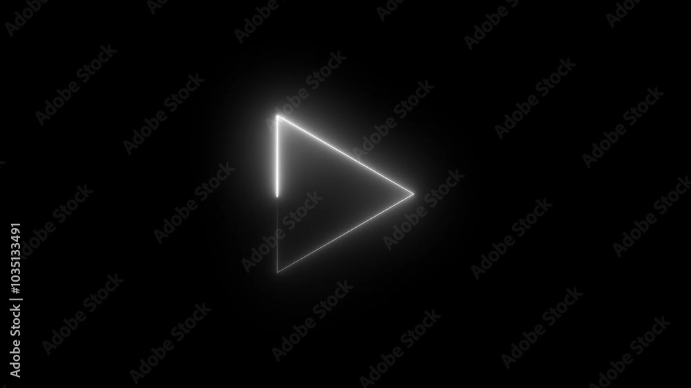 Poster animation of neon play button icon on 4k animated seamless loop template
