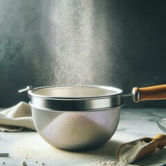 Sifting Flour in Kitchen