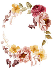 Warercolor autumn floral wreath