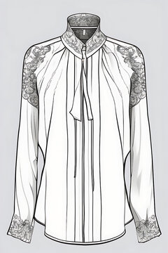 white blouse with lace detail clip art preview