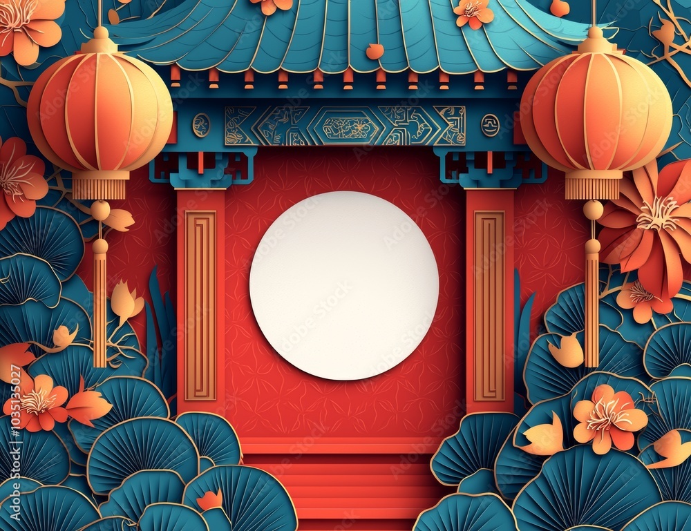 Poster the concept of a chinese new year greeting card with space for a message