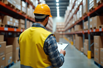 worker in warehouse, background blurred