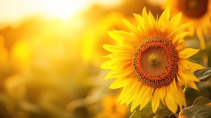 Obraz premium Bright Sunflower Bloom in Golden Light