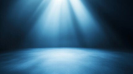 Obraz premium Blue Light Beams Stage Effect Spotlight Rays, Background Illumination, Dark Scene Lighting