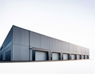 Fototapeta premium Blue color Warehouse perspective isolated on white 