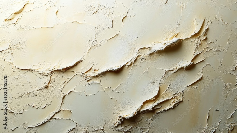 Poster A textured wall features intricate patterns and soft beige tones, creating a warm ambiance. The delicate layers add depth and interest to the space with natural light playing across the surface.
