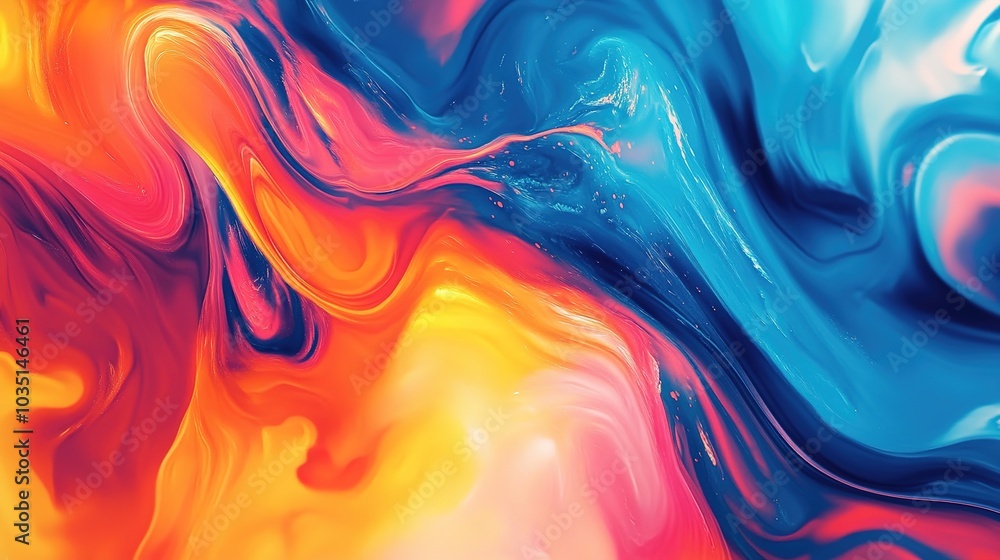 Poster Vibrant Abstract Swirl with Dynamic Color Flow