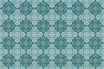 Green damask seamless pattern. Design for textile, fabric, clothing, wallpaper, wrapping, cushion art ornament and decoration.