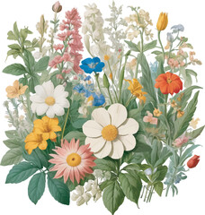 Flowers floral pattern on white background