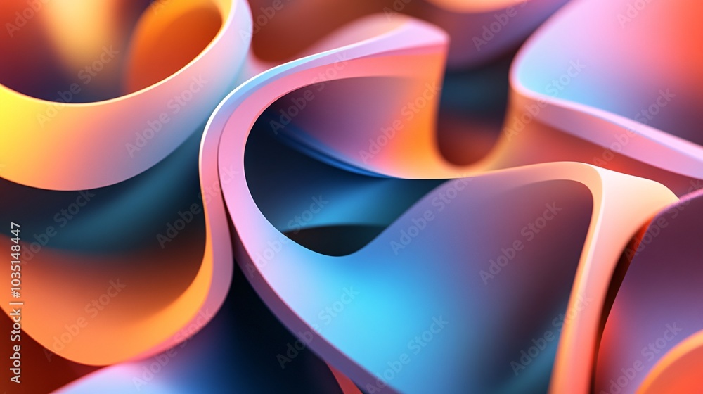 Poster a vibrant abstract design showcasing fluid shapes and colors that blend seamlessly, creating a dynam
