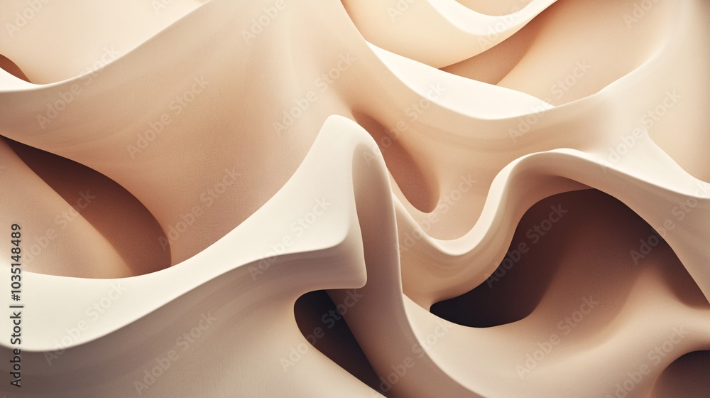 Poster abstract wave patterns in soft beige tones create a stunning visual flow, perfect for backgrounds or