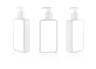 Set bottles for cosmetics with a dispenser on a transparent background. isolated object. Element for design