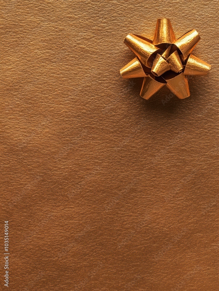 Aufkleber a delicate golden bow is placed in the corner of subtle light-textured wrapping paper, ideal for add