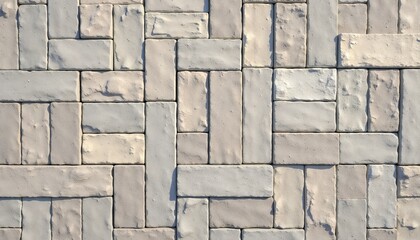 Obraz premium Light stone brick wall with interlocking geometric pattern