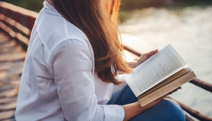 woman reading a book
