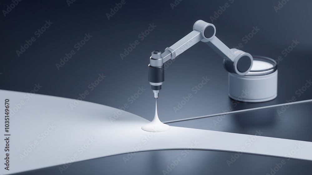 Poster close up view of a silver robotic arm manipulator performing precise industrial automation tasks in 
