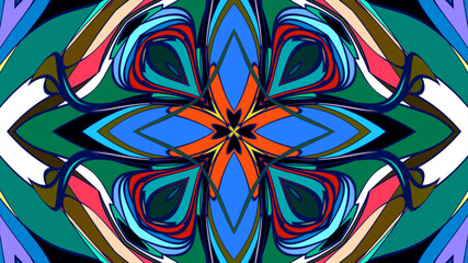 Abstract colorful psychedelic mandala pattern for a summer music festival