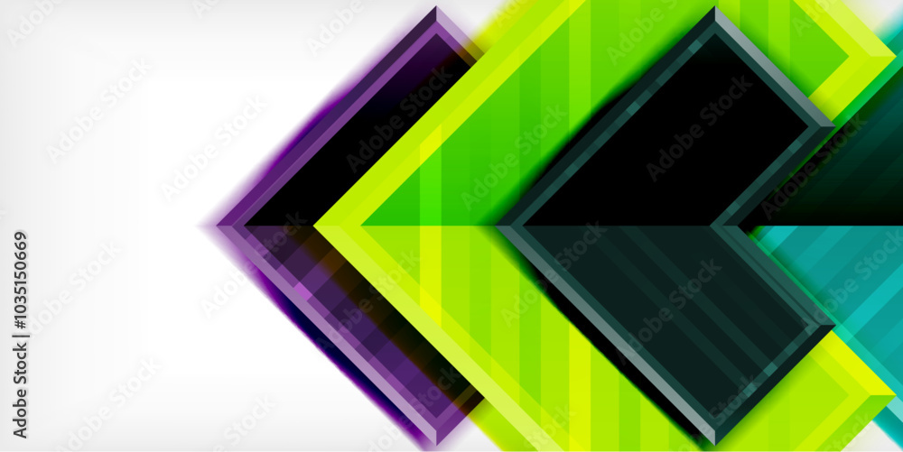 Poster Arrow symbols created with 3d effects and line texture geometric abstract background