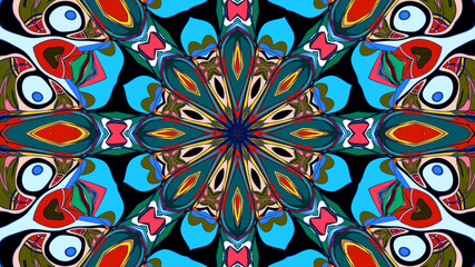 Abstract colorful psychedelic mandala pattern for a summer music festival