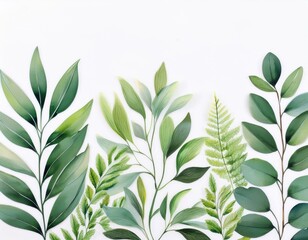 Fototapeta premium Seamless floral pattern, repeat border with watercolor leaf .