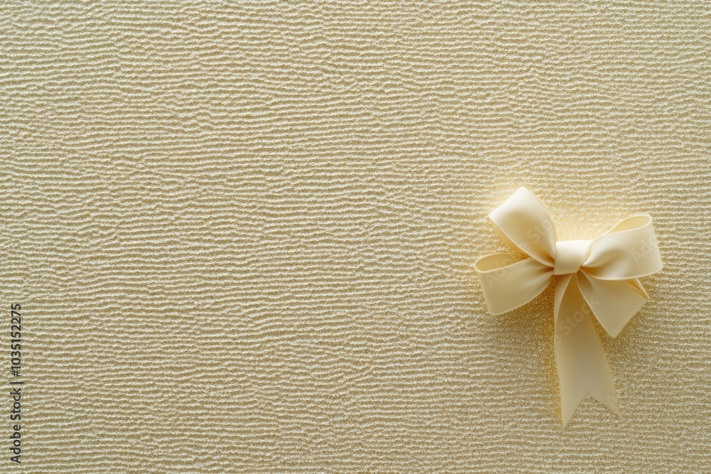 Poster a soft, textured background resembling gift wrap features a charming bow in the corner, perfect for 