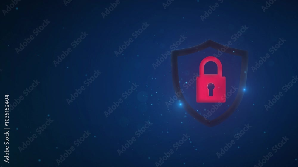 Poster cyber security data protection technology padlock icon motion graphics animation 4k quality.