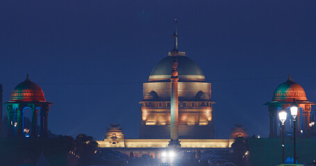 New Delhi, Delhi, India. Close up of Rashtrapati Bhavan, Viceroys House, official residence...