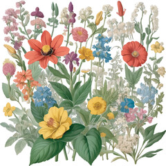 Flowers floral pattern on white background