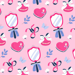 Coquette pattern in flat style