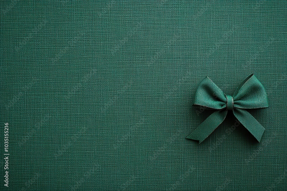 Poster a solid green background features a light texture and a charming bow positioned in the corner, ideal