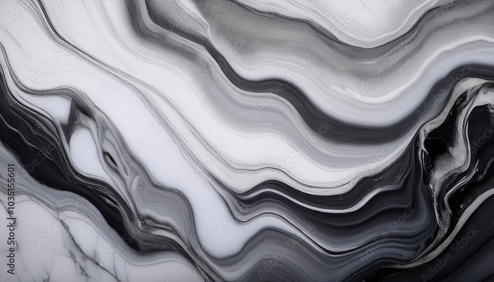Poster elegant monochrome marble texture. flowing wave patterns with organic curves and subtle depth for so