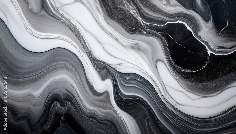 Aufkleber elegant monochrome marble texture. flowing wave patterns with organic curves and subtle depth for so