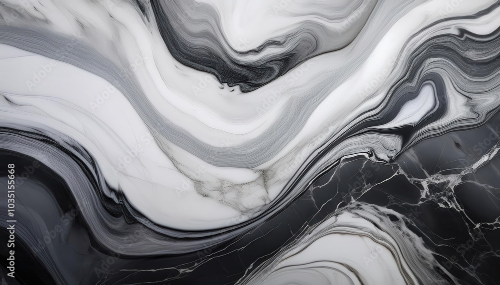 Aufkleber elegant monochrome marble texture. flowing wave patterns with organic curves and subtle depth for so