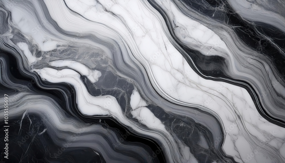 Aufkleber elegant monochrome marble texture. flowing wave patterns with organic curves and subtle depth for so