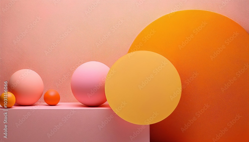 Poster vibrant abstract circular shapes with gradients in warm hues of orange and pink. perfect for modern 